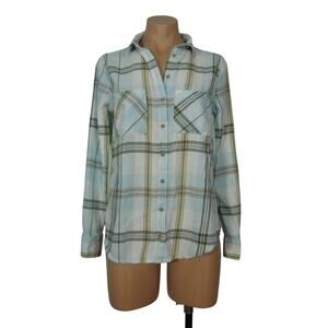 POLLY & ESTHER Shirt S SMALL Blue Plaid Button Front